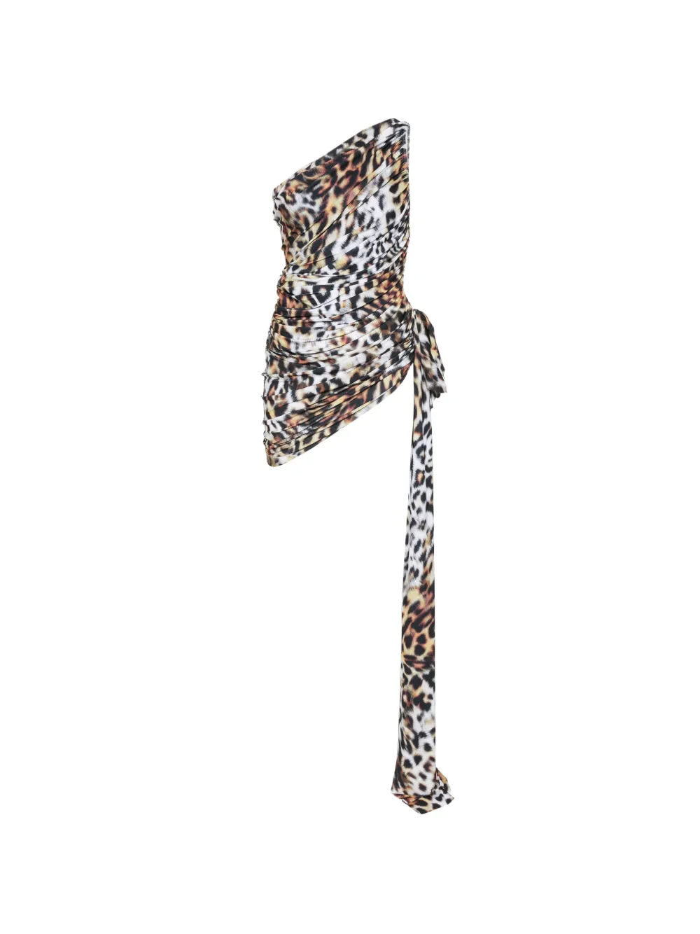 Norma Kamali Diana animal-print asymmetric mini dress - Marrone