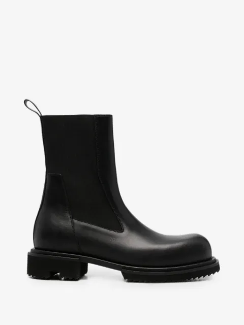 Rick Owens round-toe leather Chelsea boots