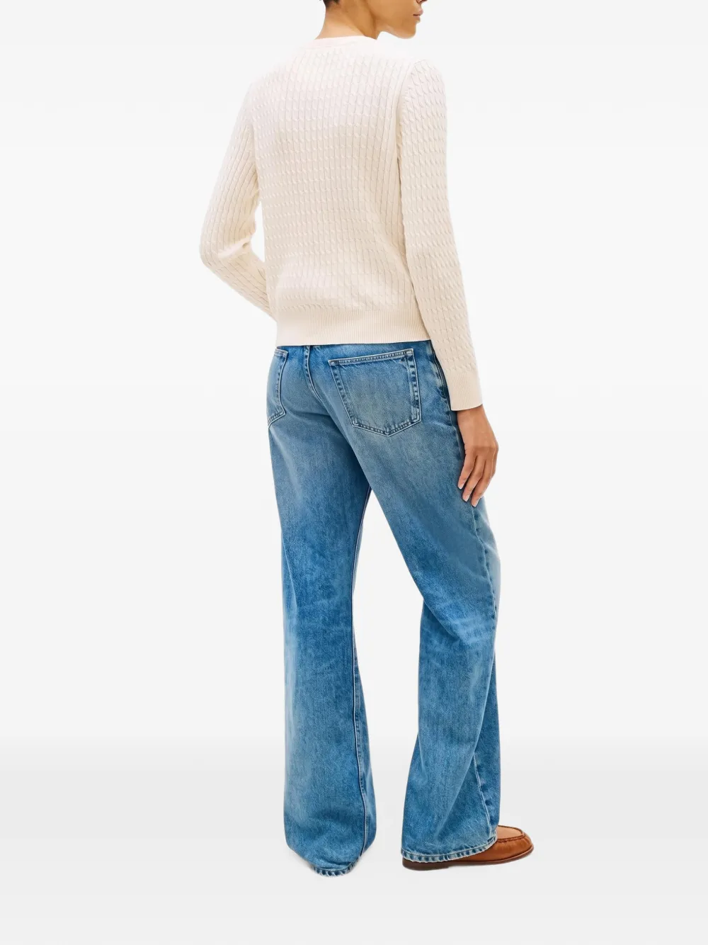 Tommy Hilfiger Kabelgebreide trui met V-hals Beige