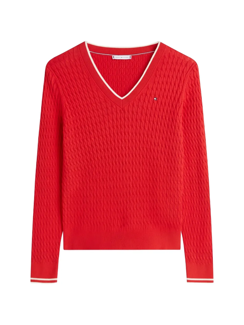Tommy Hilfiger Pullover mit V-Ausschnitt - Rot