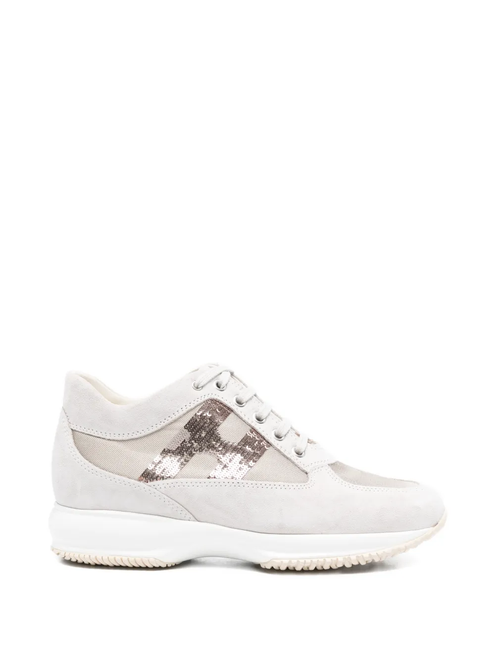 Hogan Sneakers verfraaid met pailletten en suède vlak Grijs
