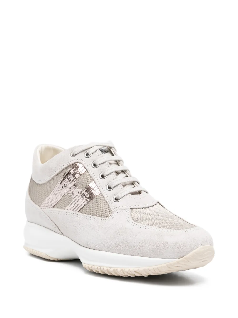 Hogan Sneakers verfraaid met pailletten en suède vlak Grijs