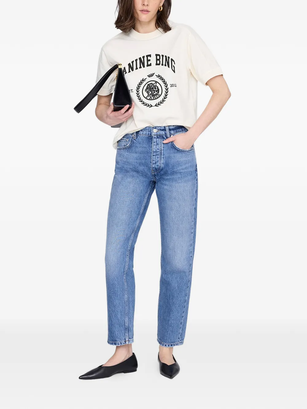 ANINE BING Jaylin T-shirt met print Beige