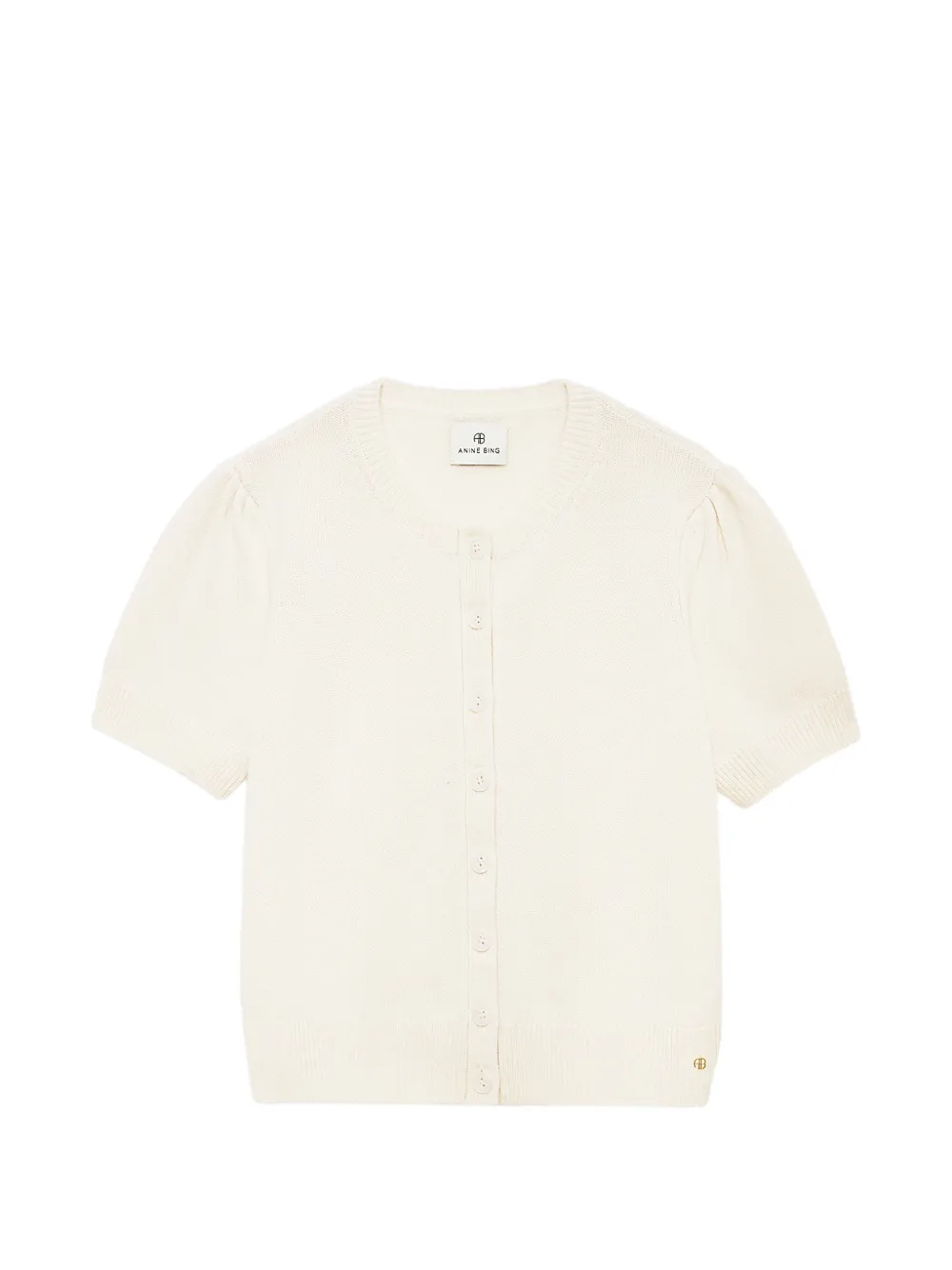 ANINE BING Gracie puff-sleeve cardigan - Toni neutri