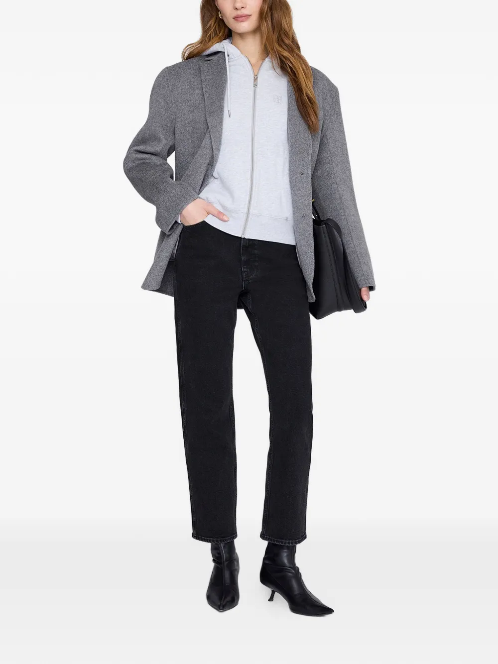ANINE BING Casper hoodie met rits Grijs