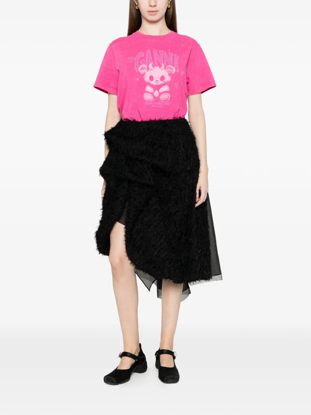 GANNI T-shirt met print Roze