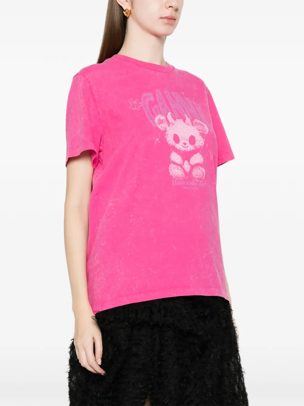GANNI T-shirt met print Roze