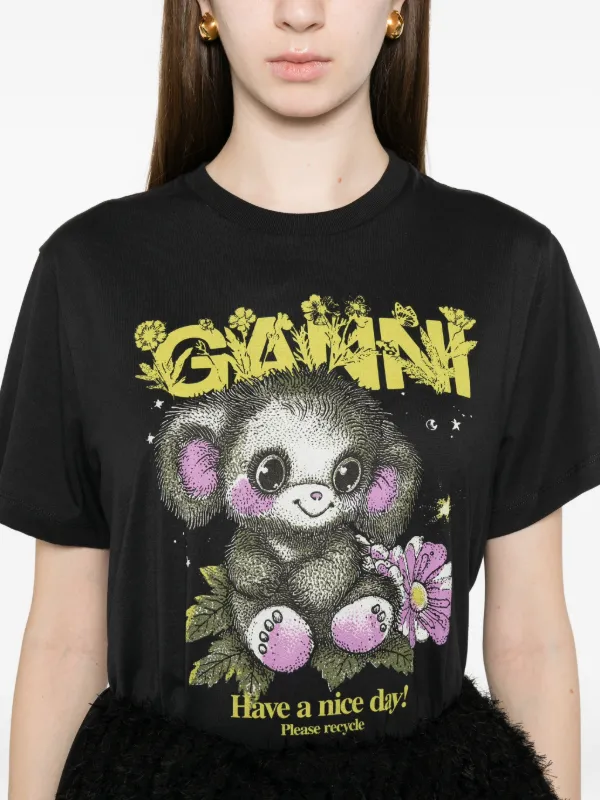 GANNI グラフィック Tシャツ | ブラック | FARFETCH JP