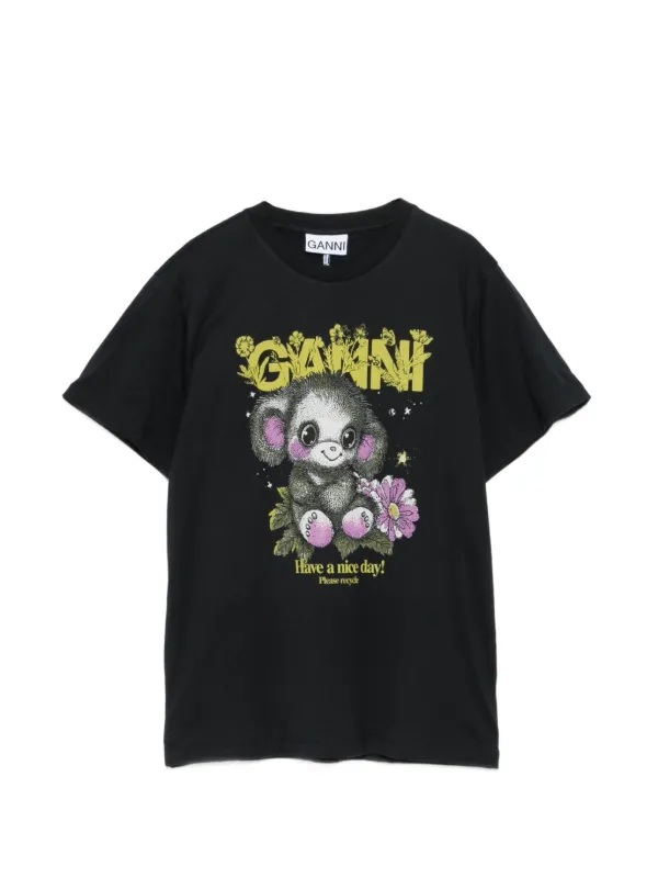 GANNI グラフィック Tシャツ | ブラック | FARFETCH JP