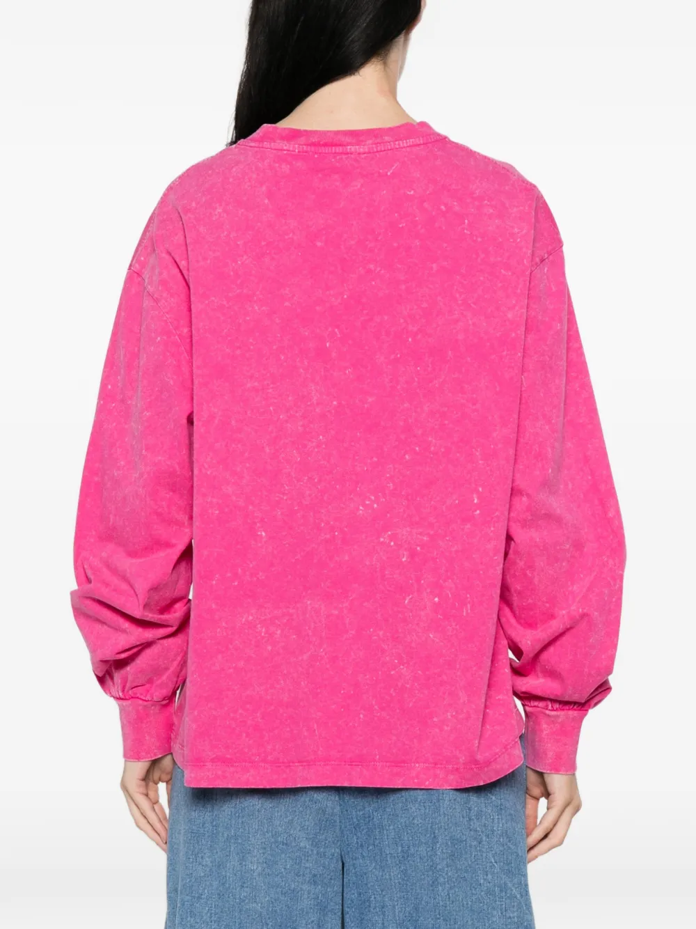 GANNI T-shirt met grafische print en lange mouwen Roze