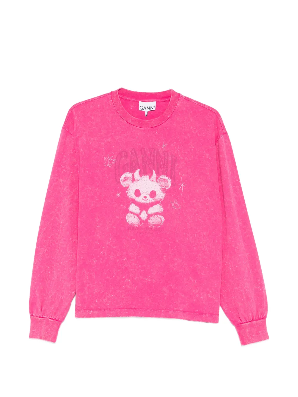 GANNI graphic long-sleeve T-shirt - Rosa
