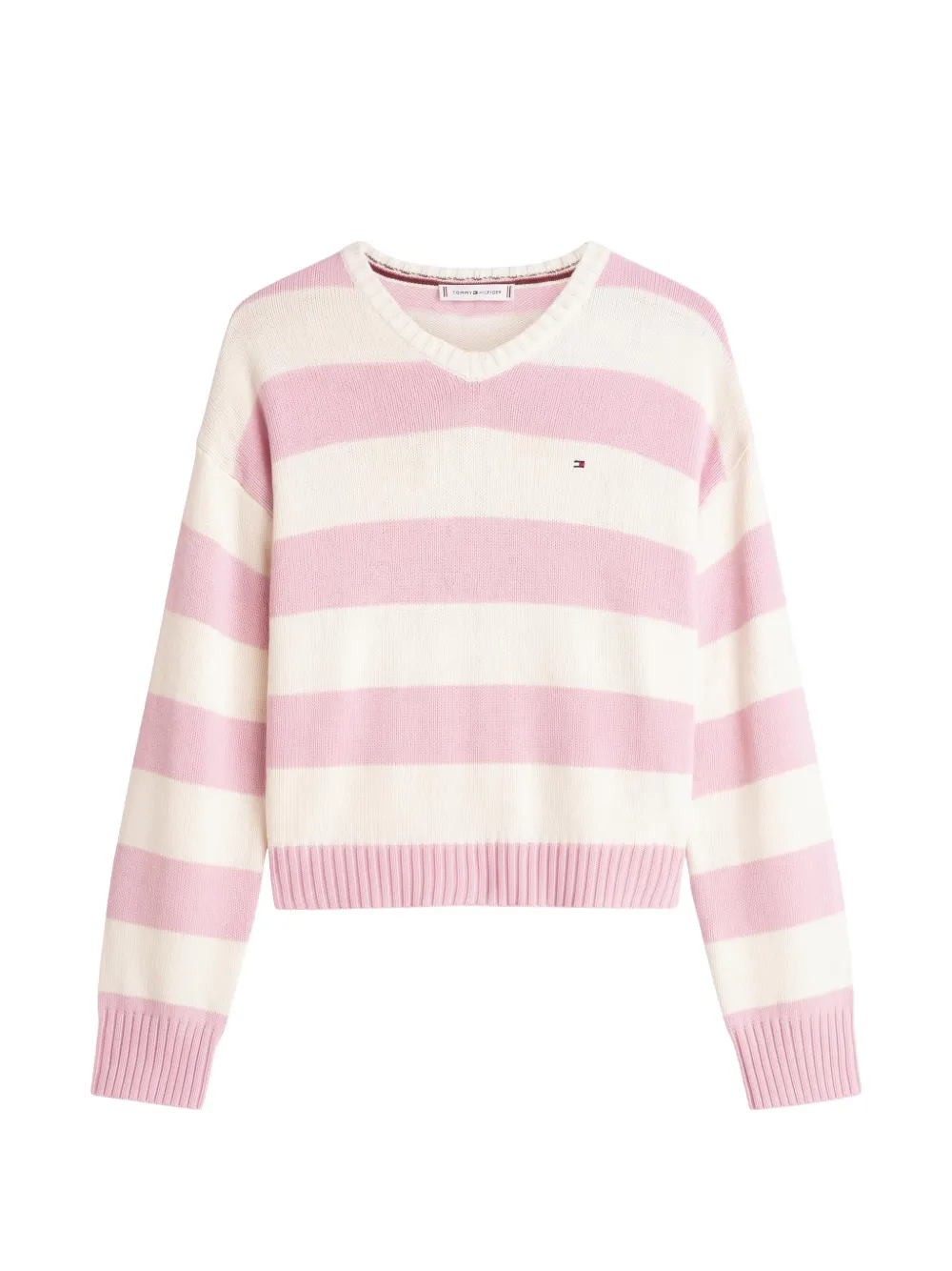 Tommy Hilfiger striped V-neck sweater - Rosa