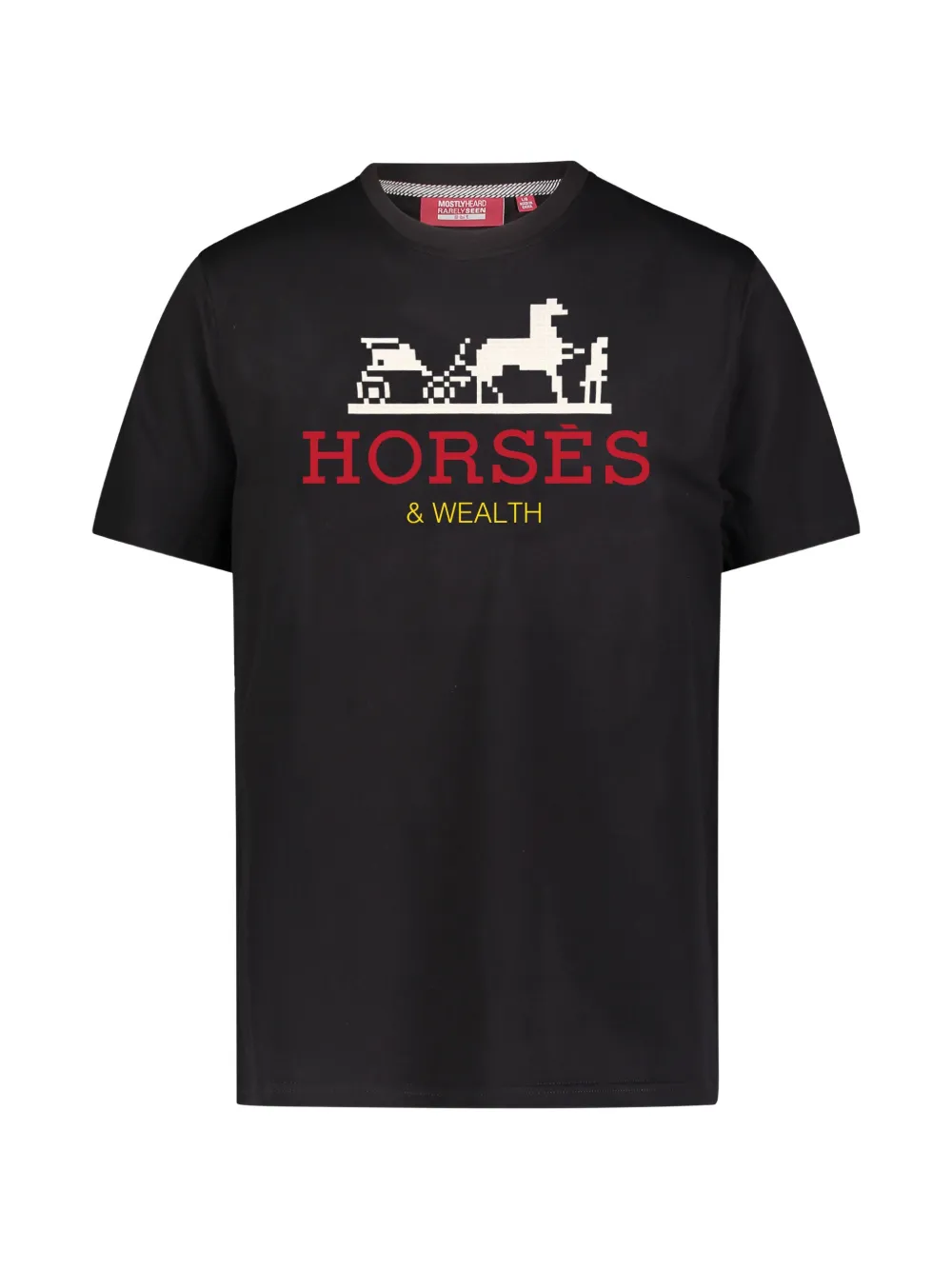 Mostly Heard Rarely Seen 8-Bit horses wealth graphic T-shirt - Nero