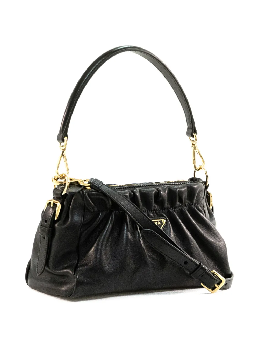 Prada Schoudertas met logo-applicatie Zwart