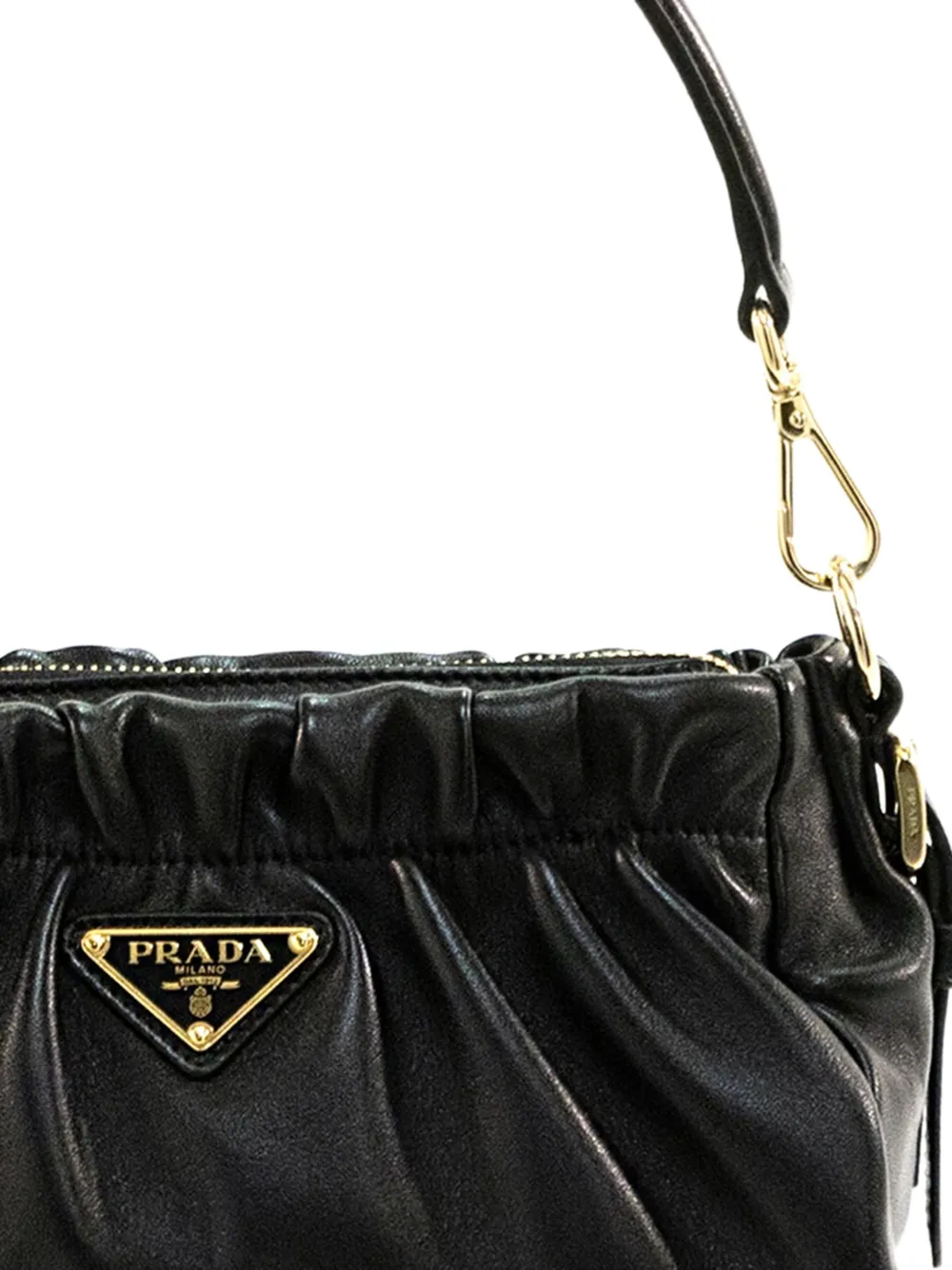 Prada Schoudertas met logo-applicatie Zwart