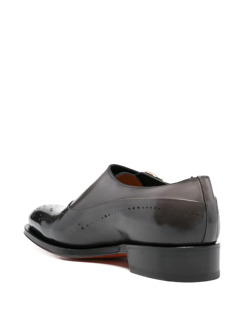 Santoni buckle-detail perforated monk shoes Grijs