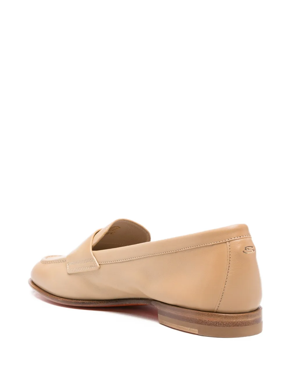 Santoni Leren penny loafers Beige