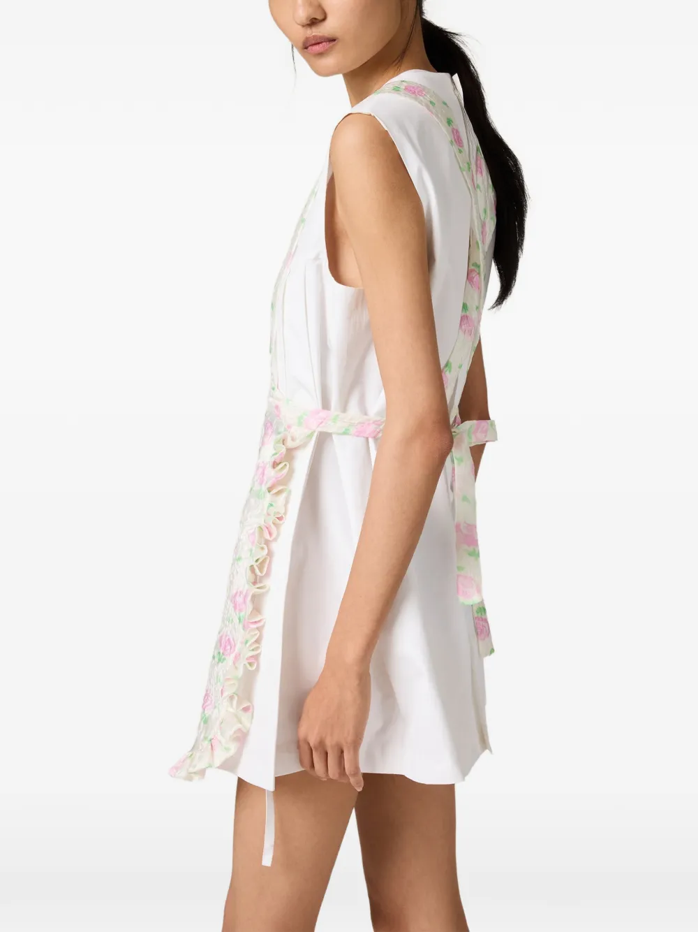 Miu Cloqué schort met bloemen Beige