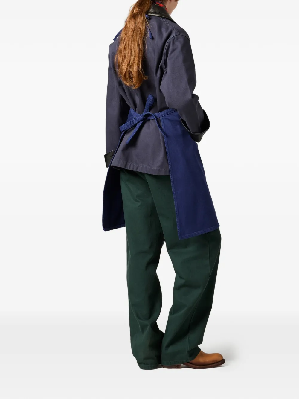 Miu Miu garment-dyed patch-pocket Apron | Blue | FARFETCH