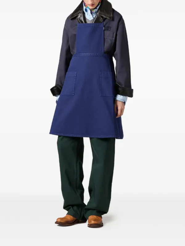 【Miu♡】 Miu Miu garment-dyed patch-pocket Apron | Blue | FARFETCH