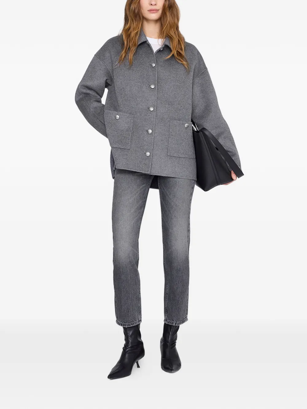  Anine Bing Luca Button-pocket Jacket - Grey 