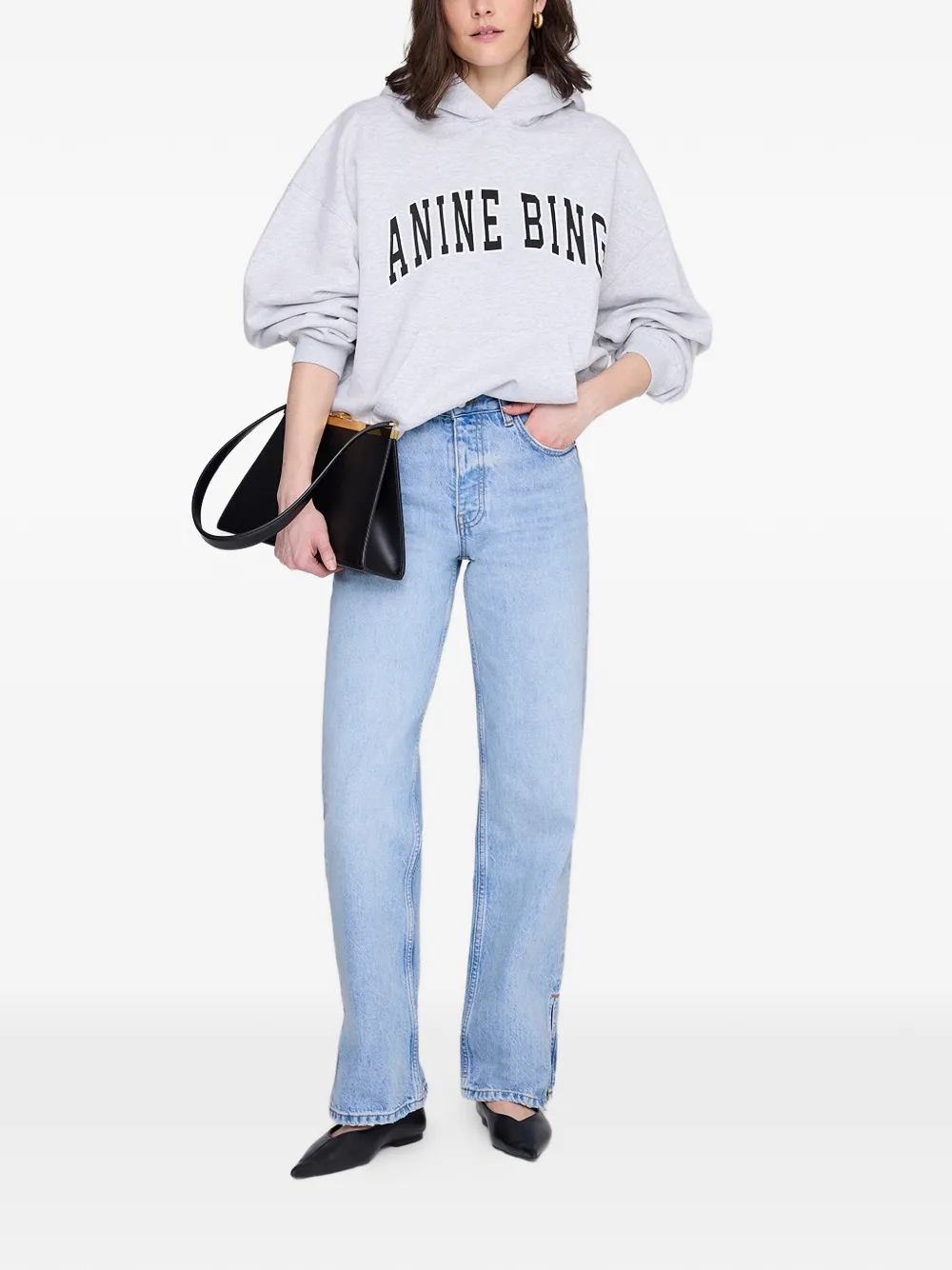 ANINE BING Hoodie met logodetail Grijs