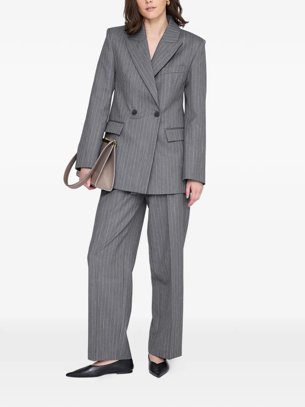 ANINE BING Broek met krijtstreep Grijs