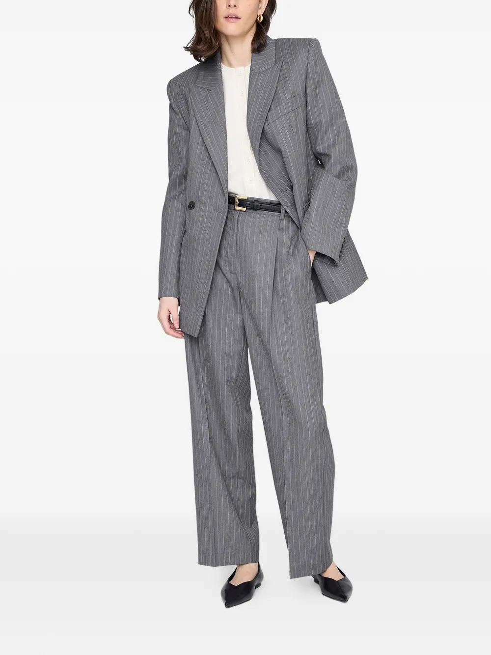 ANINE BING Broek met krijtstreep Grijs