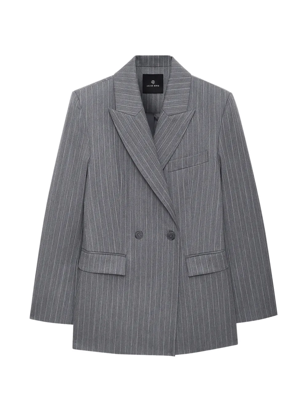 ANINE BING pinstripe-pattern double-breasted blazer - Grigio