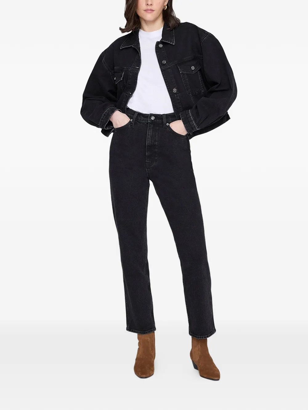 ANINE BING Quincy button-up jack Zwart