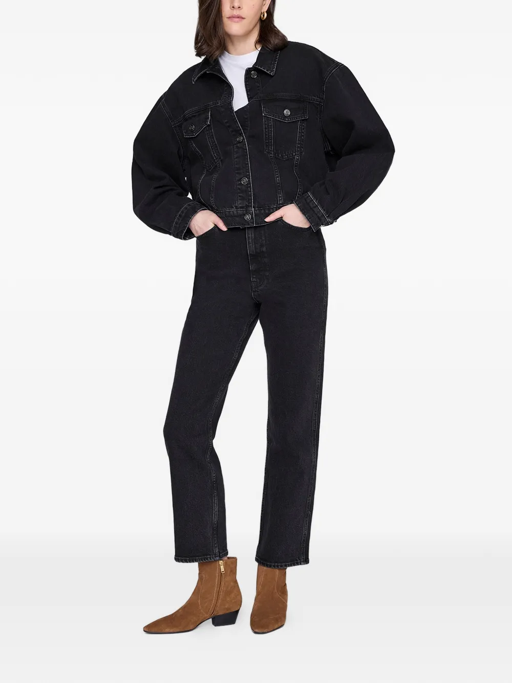 ANINE BING Quincy button-up jack Zwart