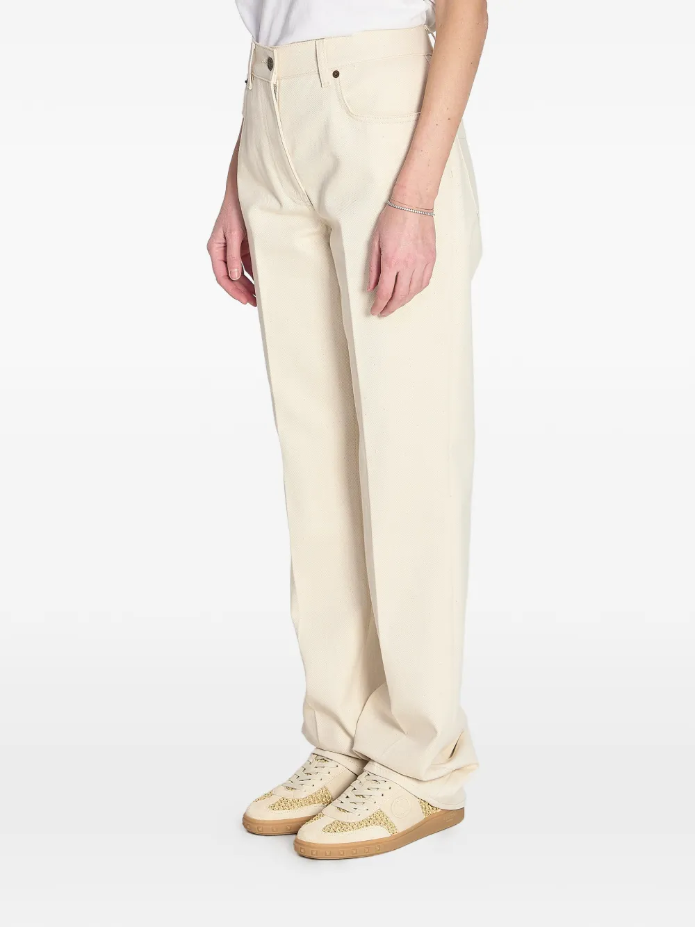 pleated gold detail jeans