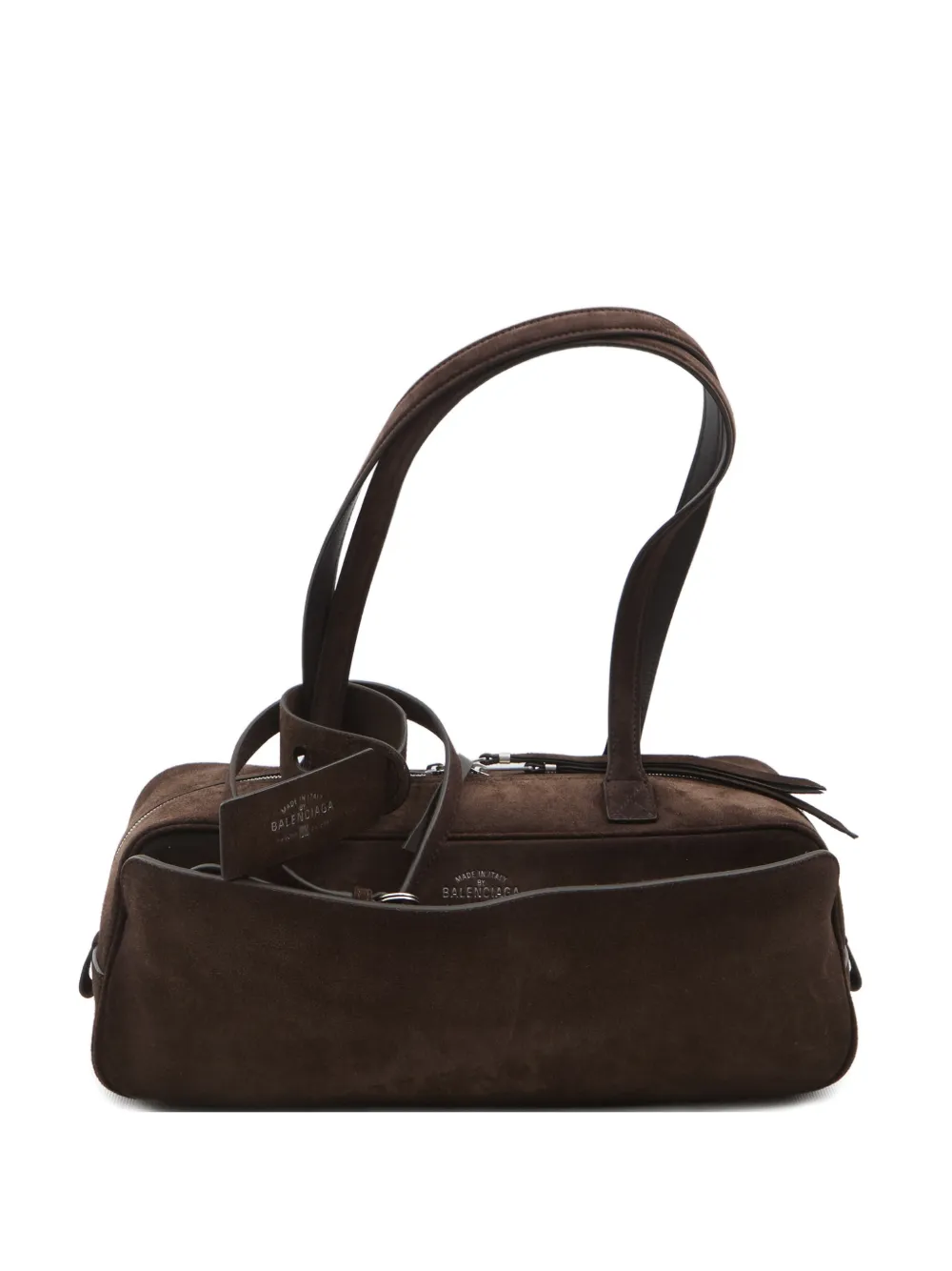 Balenciaga Carrie Clip Two-top-handles Bowling Shoulder Bag In Brown
