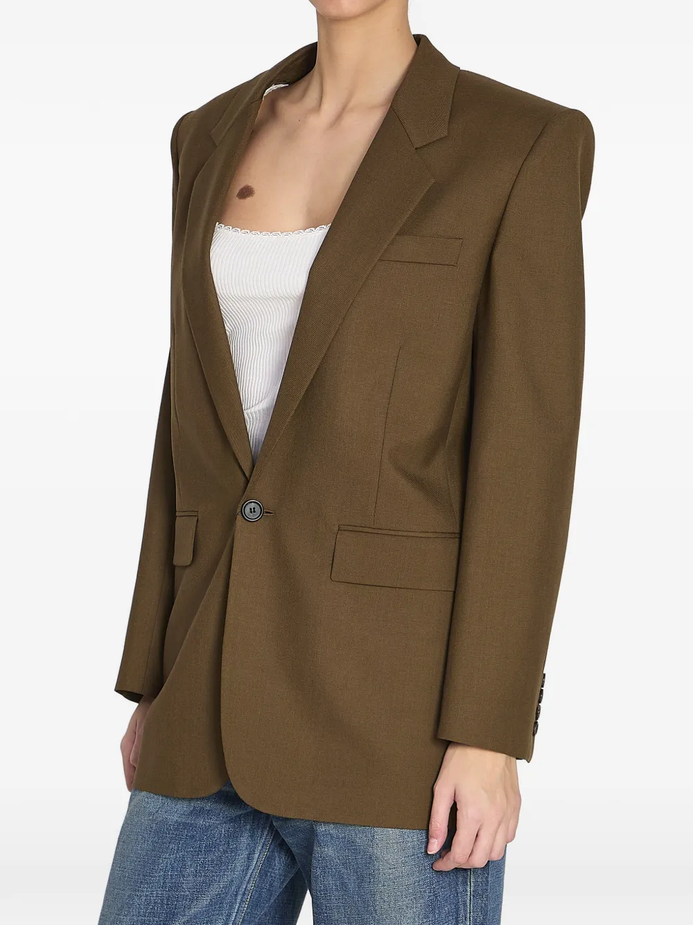  Saint Laurent Single-breasted Wool Jacket - Brown 