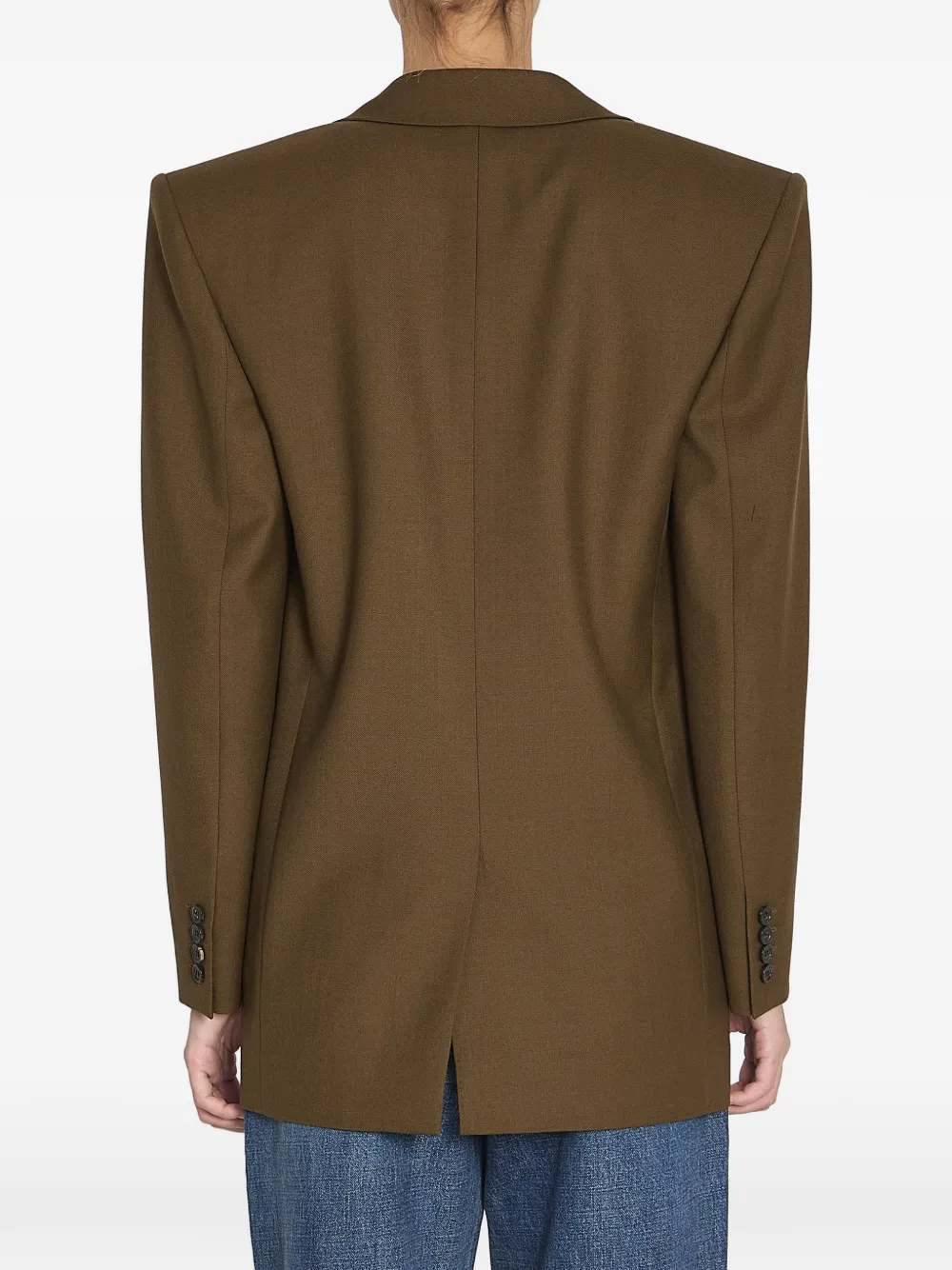 Saint Laurent wollen jack met enkele rij knopen Bruin