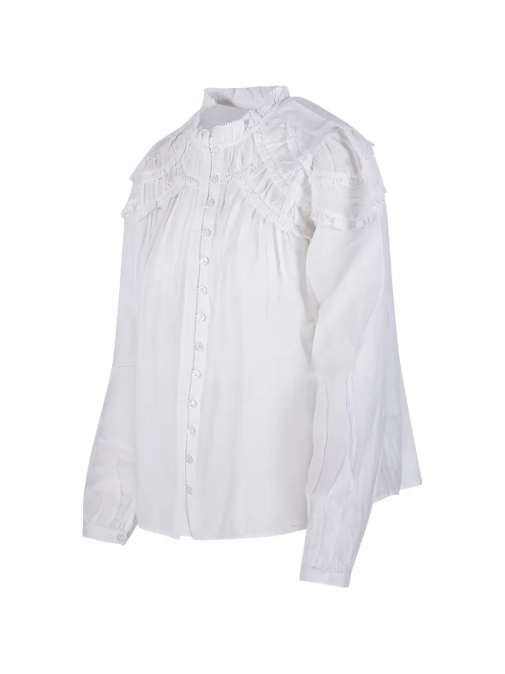  Marant étoile Christa Ruffled Button Shirt - White 