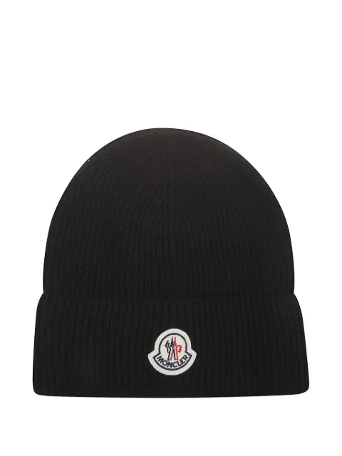 Moncler logo-patch beanie hat