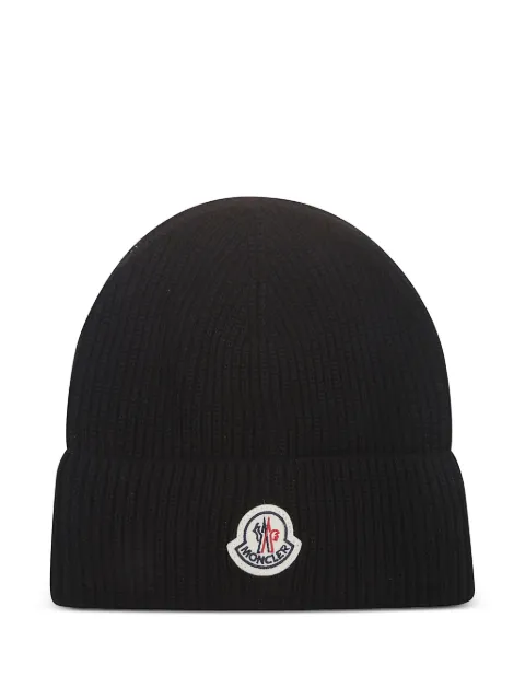 Moncler logo-patch beanie hat