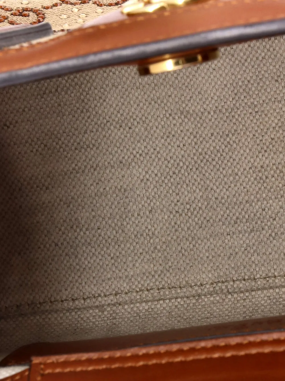 Diana Nm Bamboo Handle Crystal Embellished Gg Canvas Mini Tote Bag