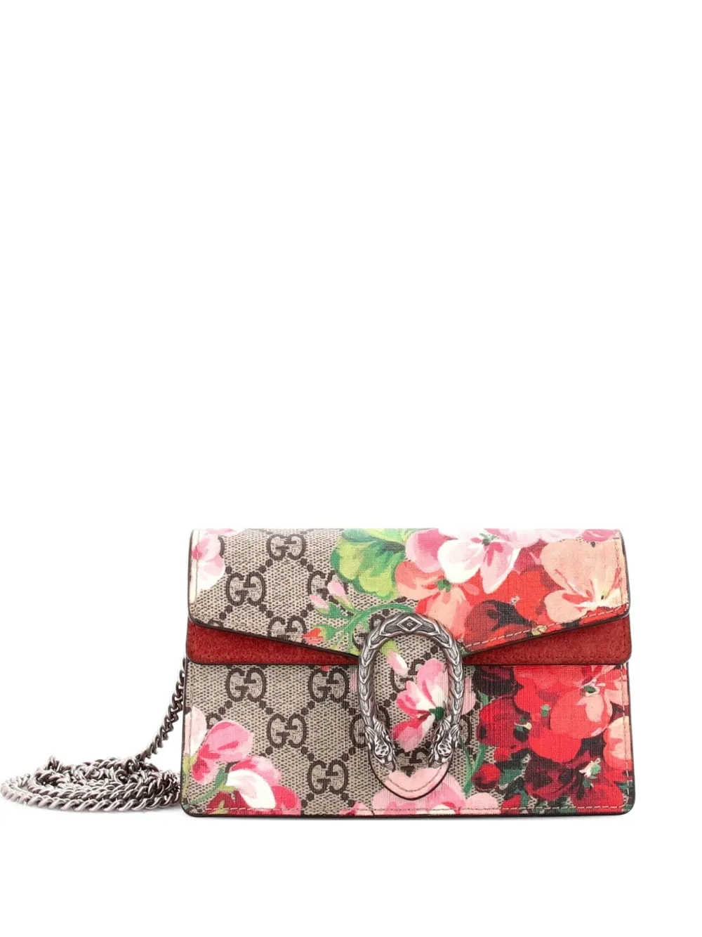 Gucci Pre-Owned Borsa a tracolla Dionysus super mini in tela cerata GG con motivo Blooms - Marrone