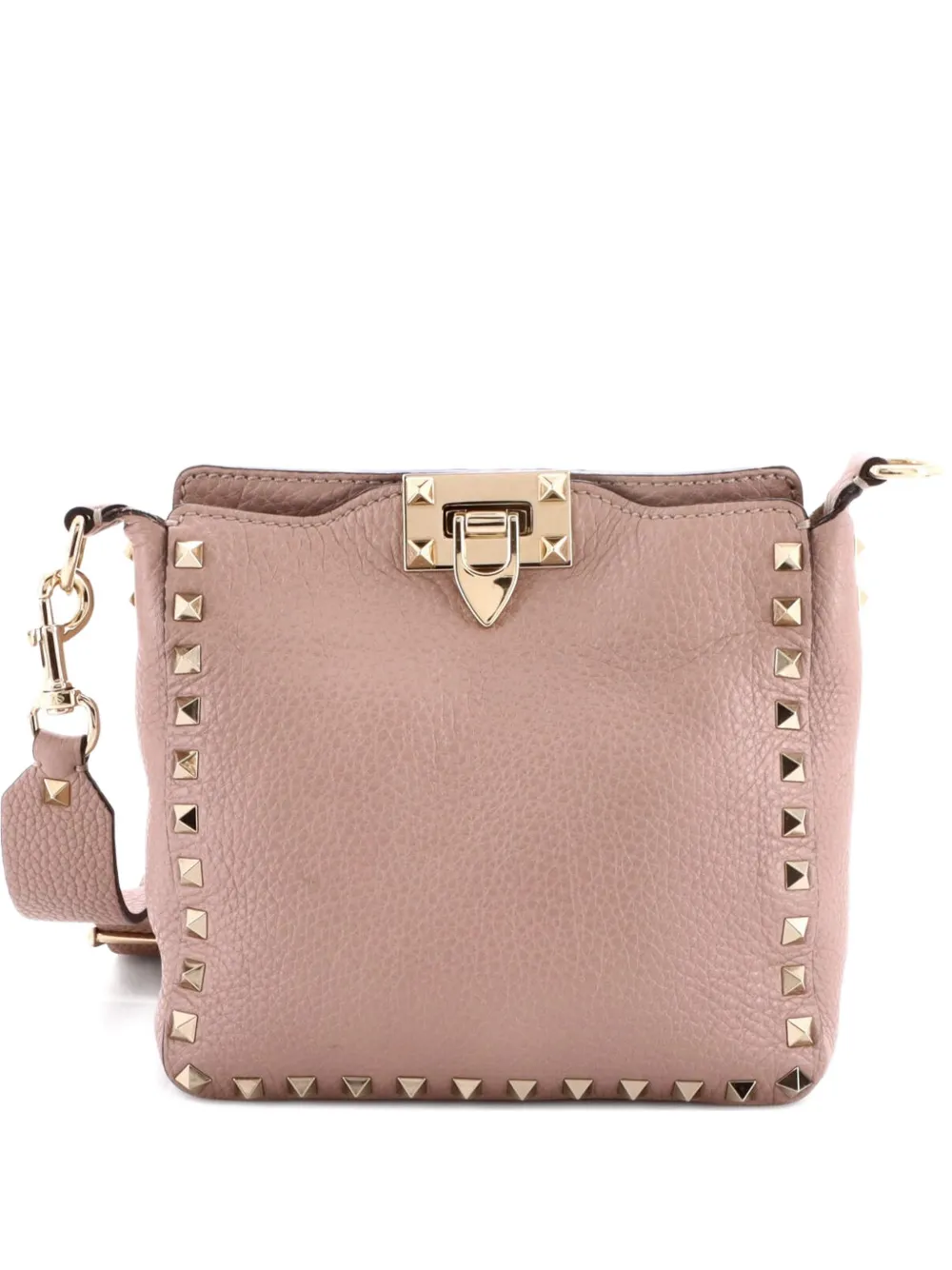 Valentino Garavani Pre-Owned Borsa messenger Rockstud Flip Lock mini in pelle con battente e tracolla - Toni neutri