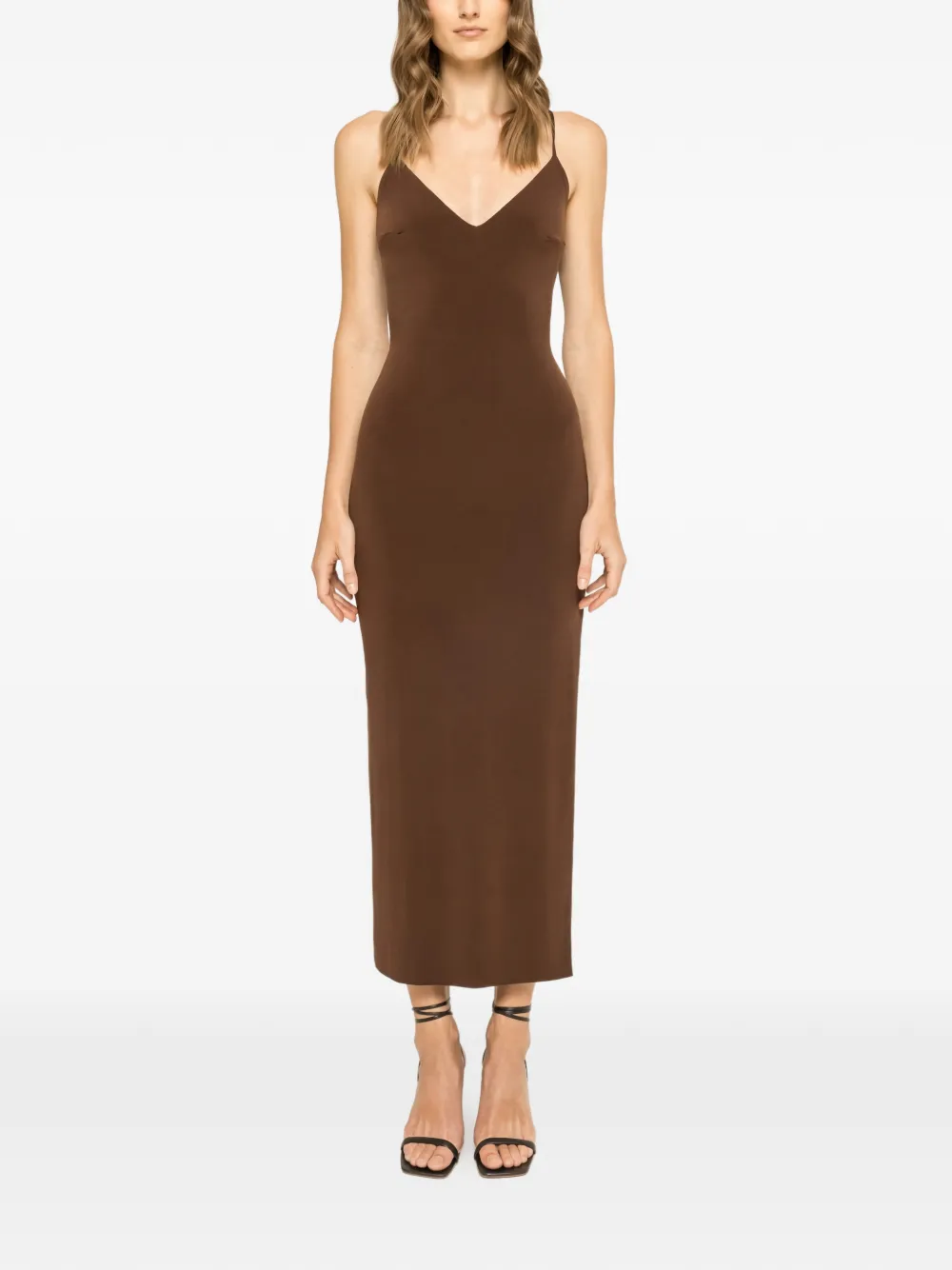 NISSA open-back midi dress - Marrone