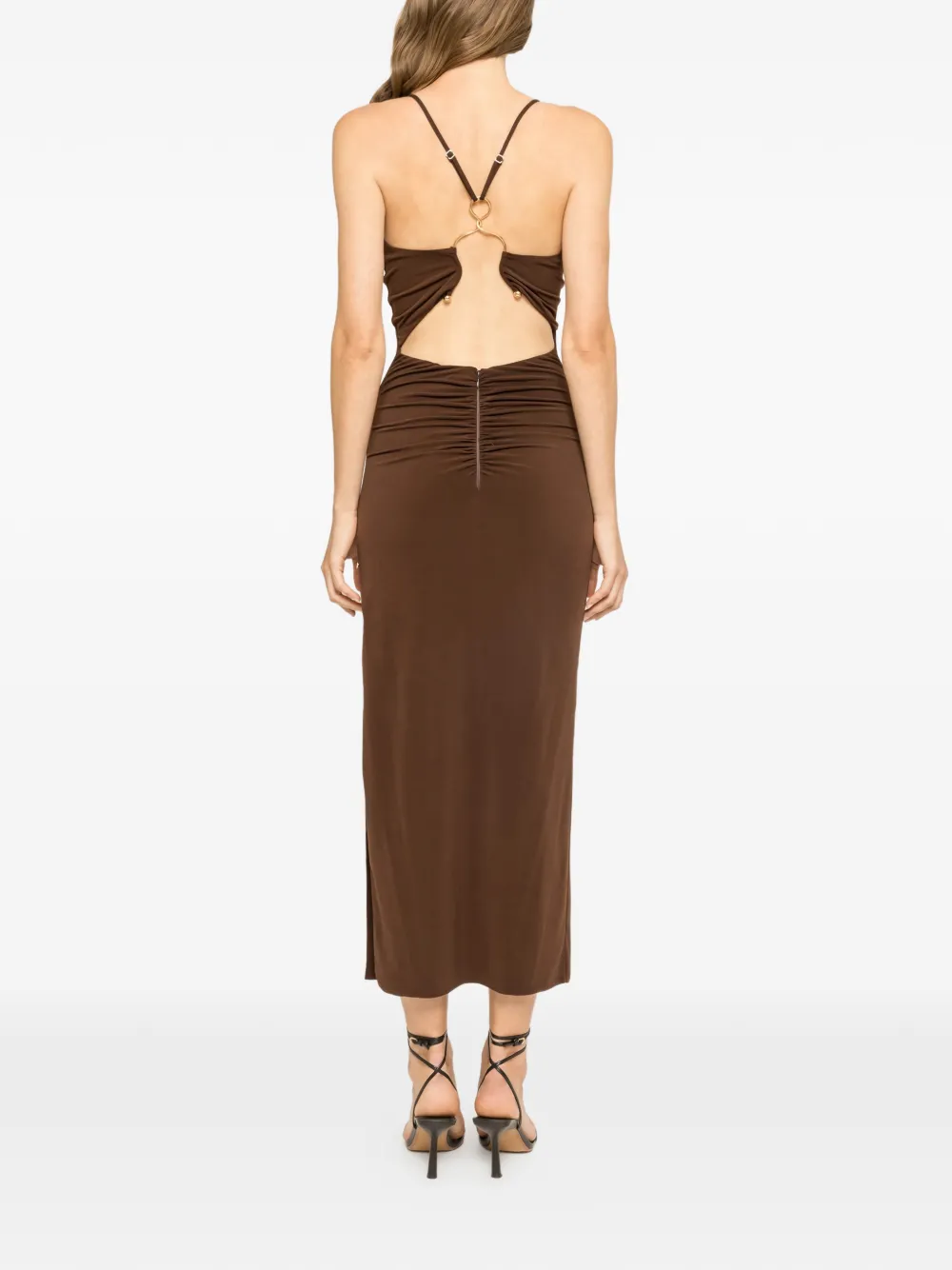 NISSA Midi-jurk met open rug Bruin