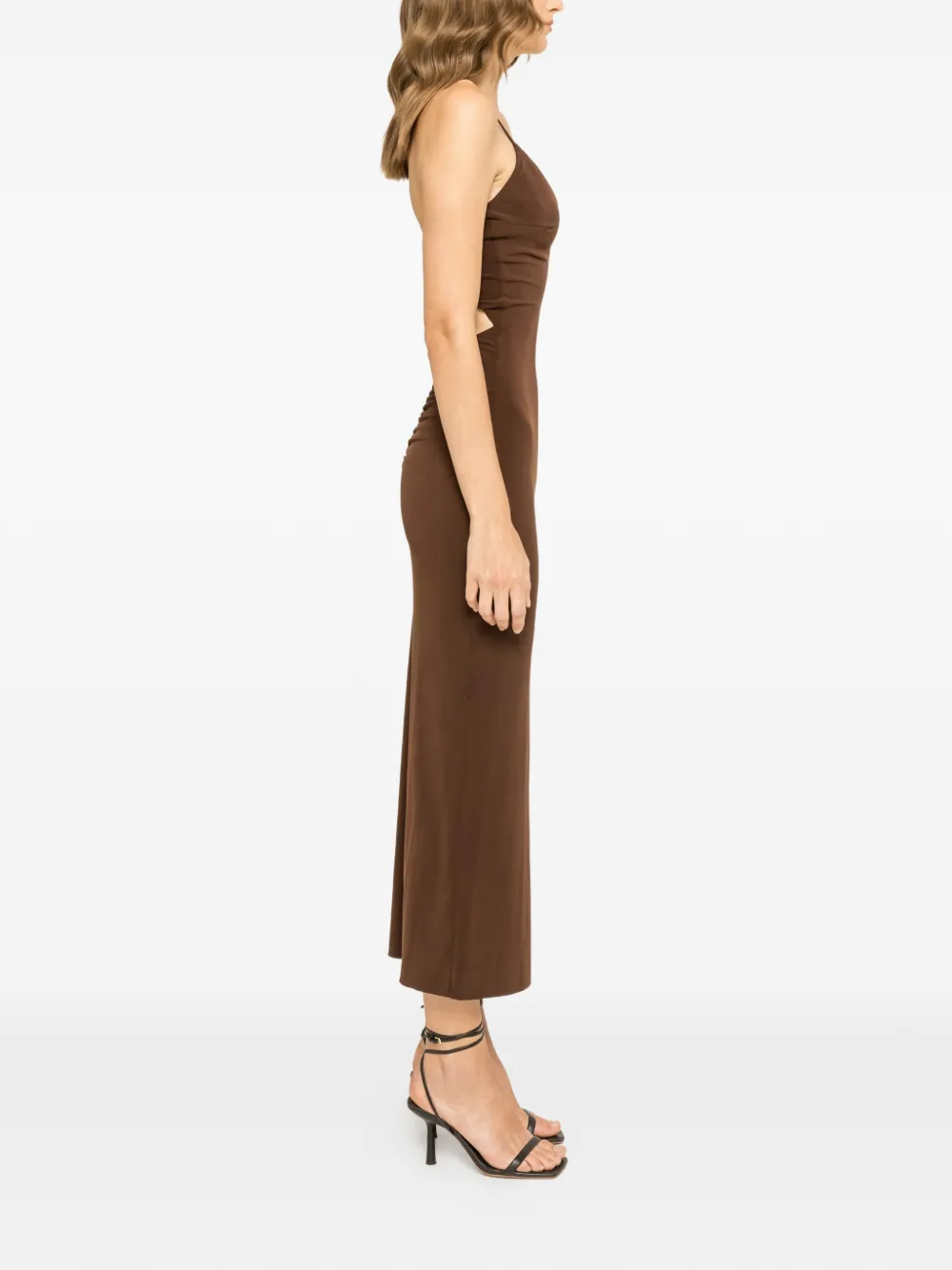 NISSA Midi-jurk met open rug Bruin