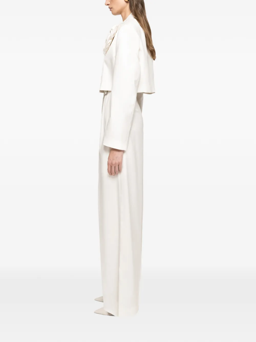 NISSA Cropped blazer met bloemendetail Wit