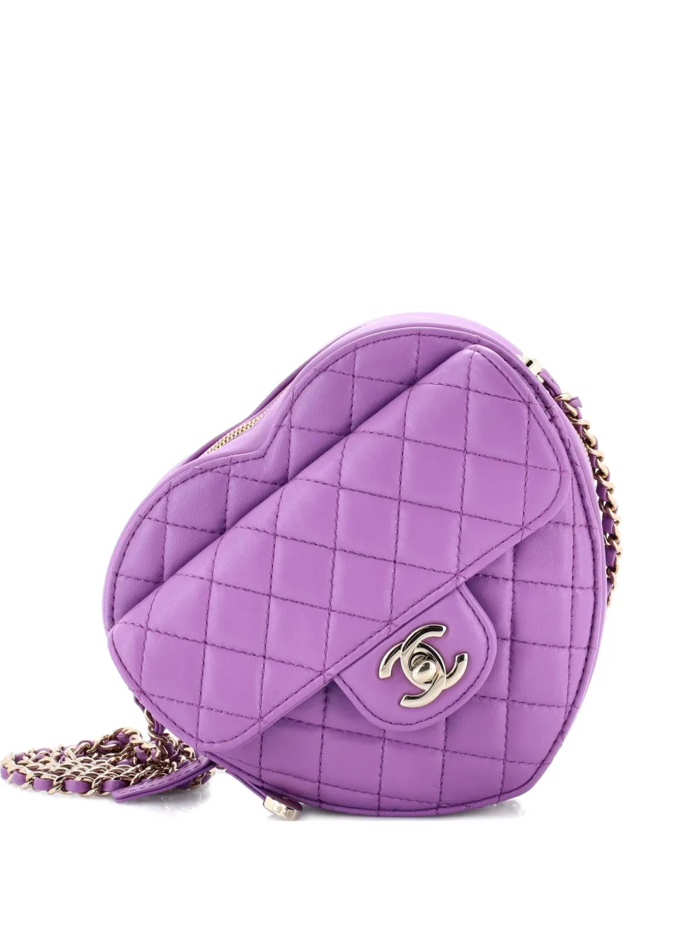 CHANEL Pre-Owned CC in Love Heart Bag Quilted Lambskin crossbody bag - Viola