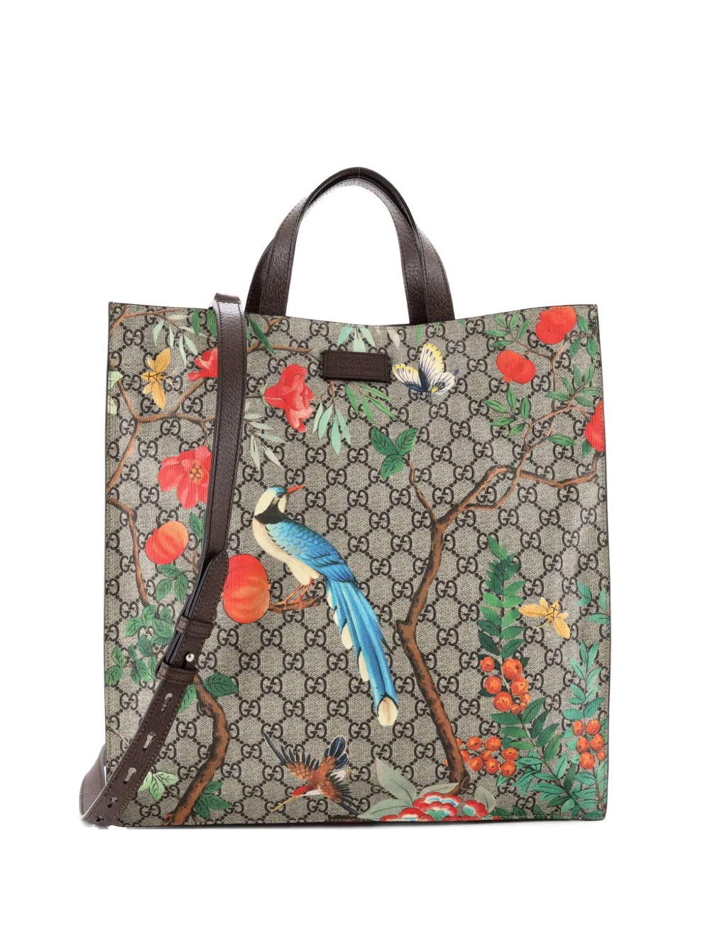 Gucci Pre-Owned Convertible Soft Open Tote Tian Print GG Coated Canvas Tall satchel - Marrone