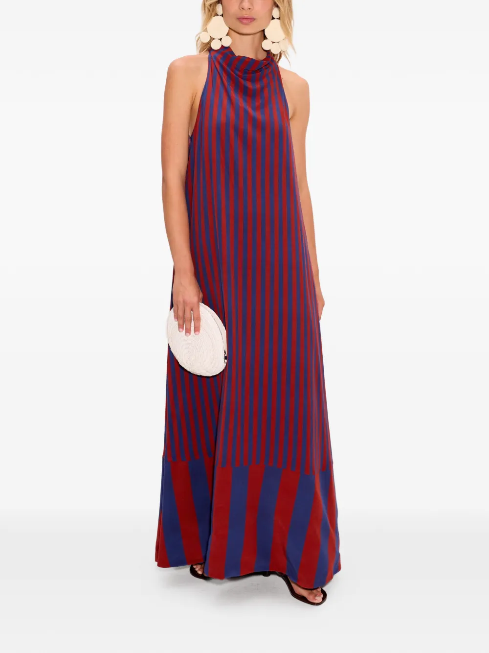Simon Miller Mona gestreepte crêpe maxi-jurk Rood