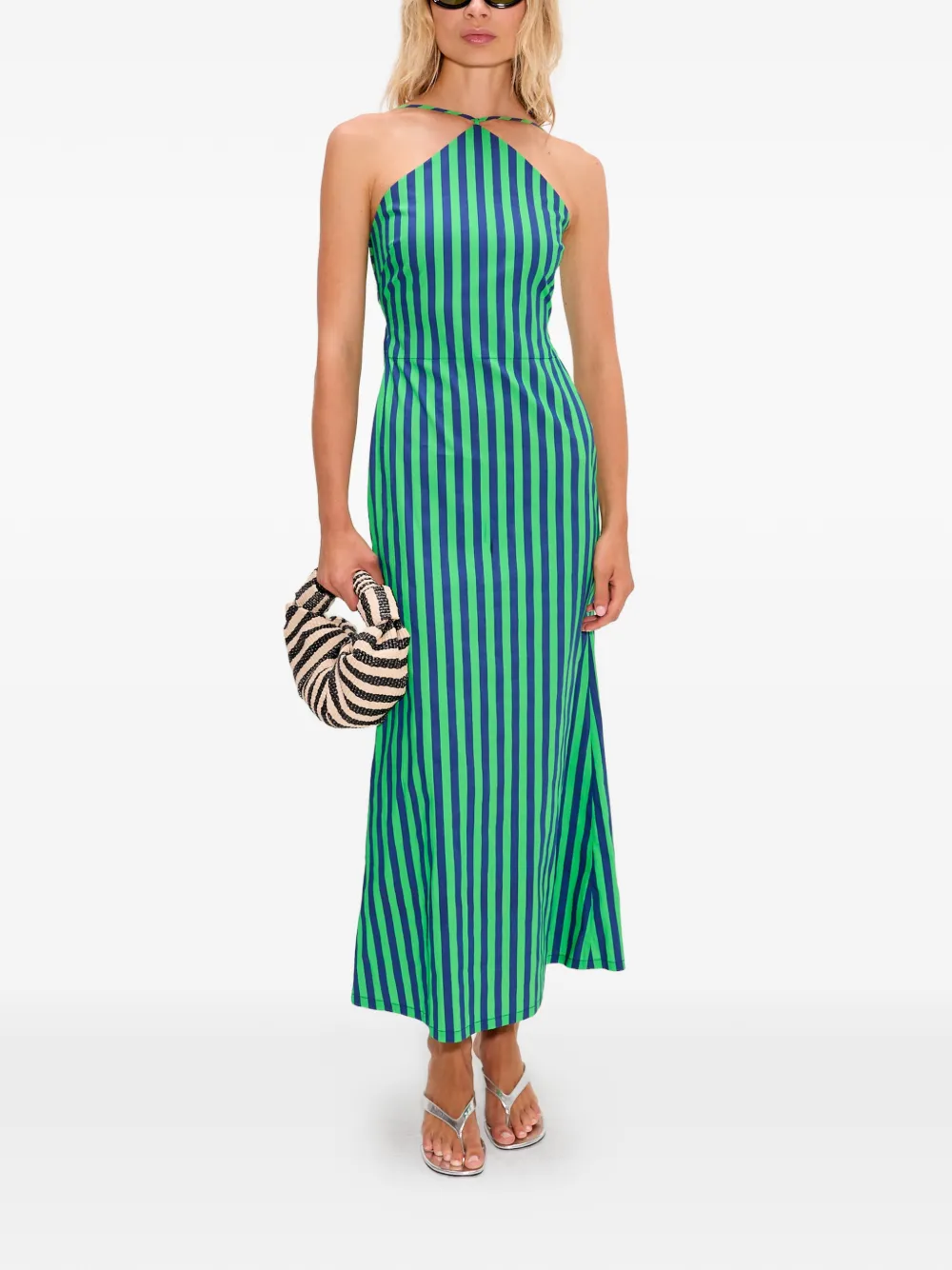  Simon Miller Kit Striped Tie-back Maxi Dress - Green 