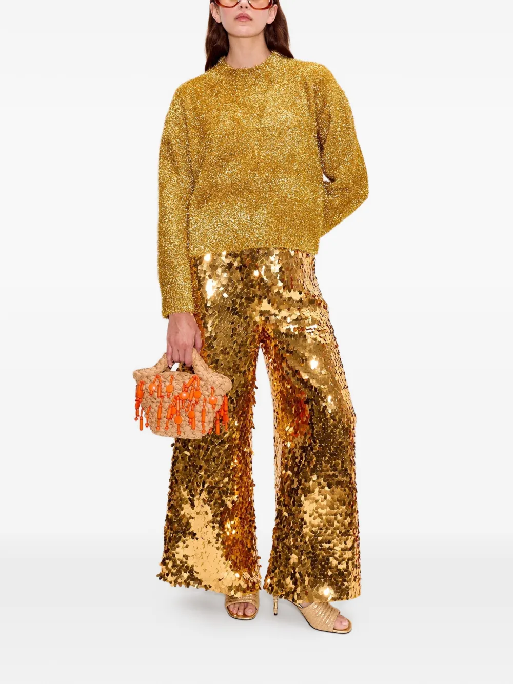  Simon Miller Cher Tinsel Crew-neck Sweater - Gold 